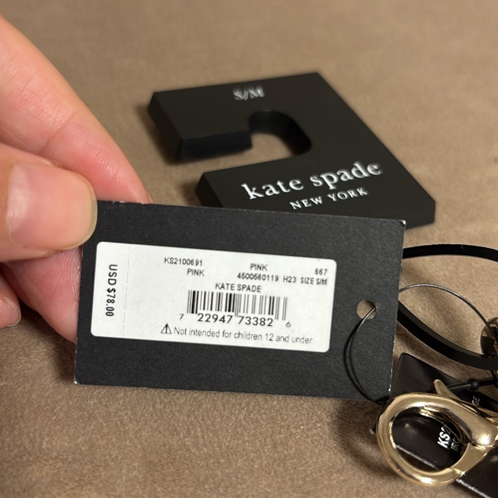 Kate Spade Light Gold & Pink Metal Chain link Belt with lock charm size Small/M - Picture 3 of 8